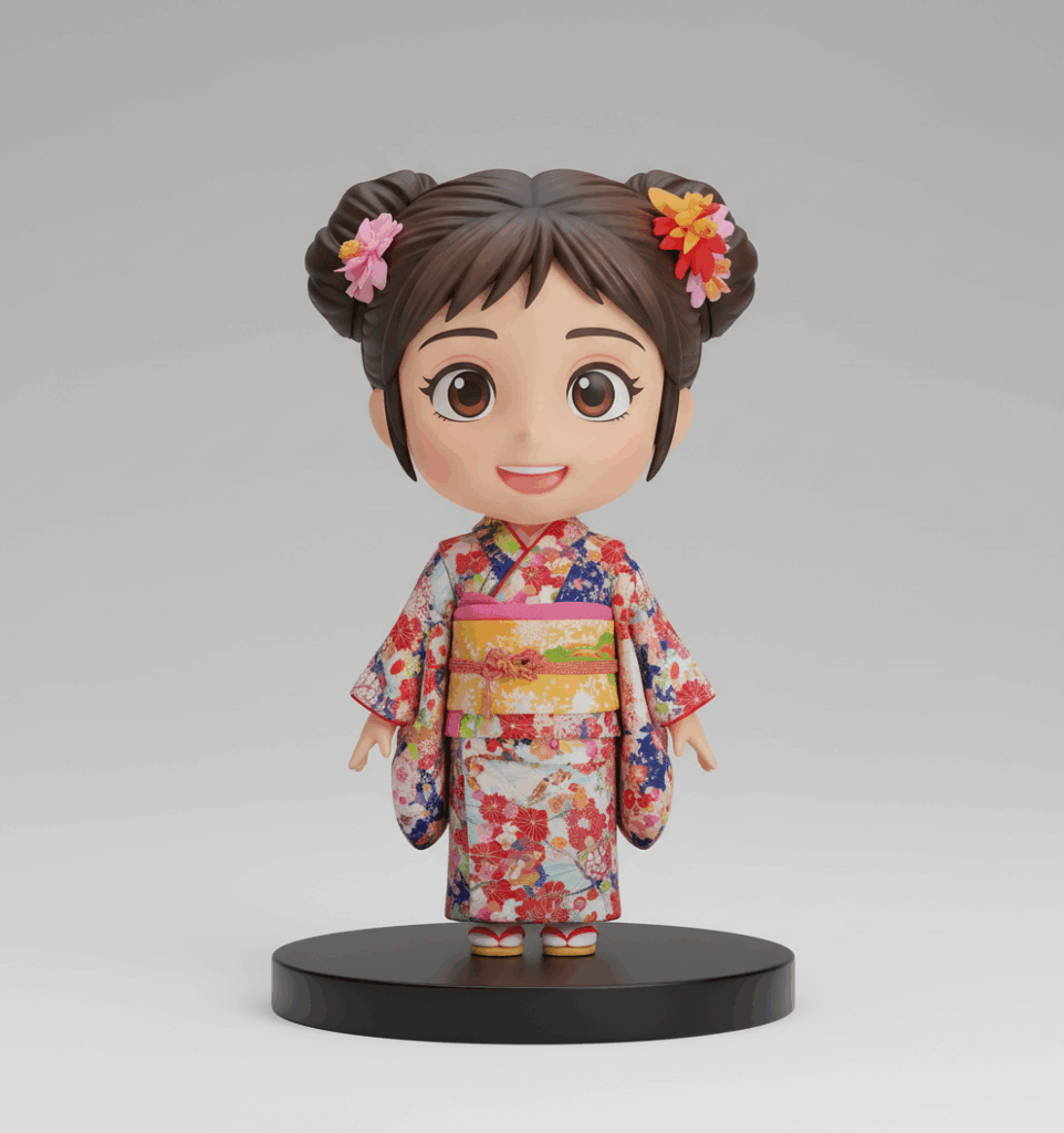 七五三の可愛い女の子のフィギュア画像