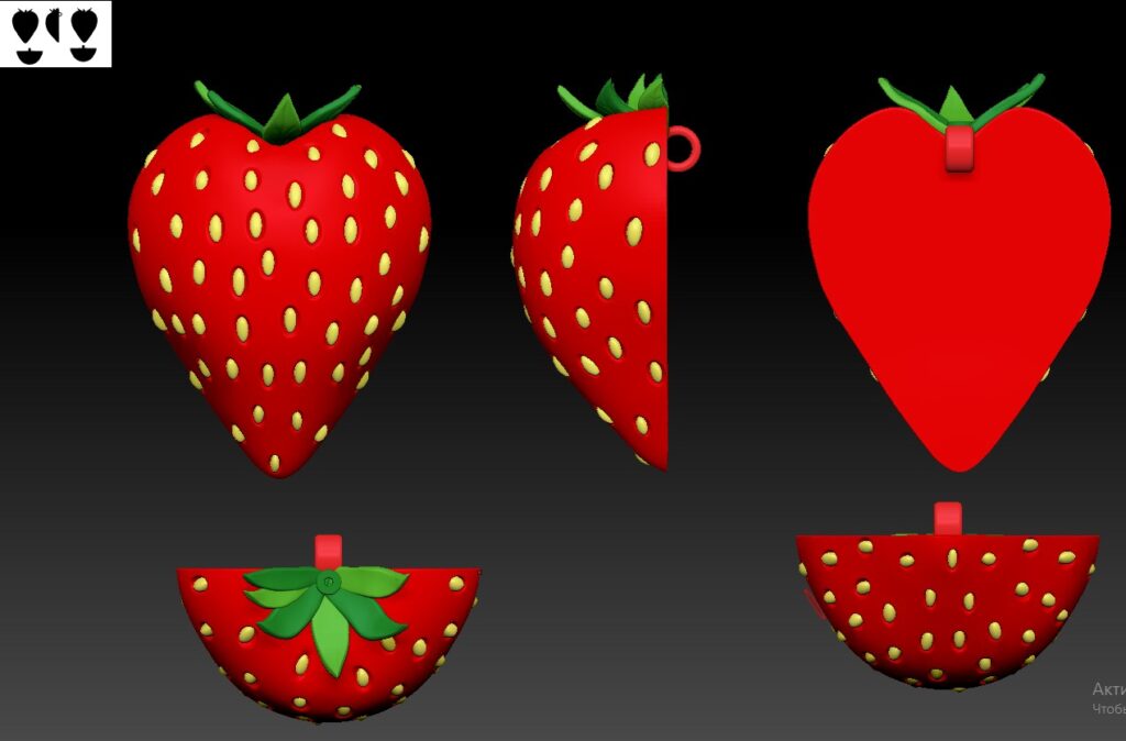 いちごのミニチュア模型の3Dデータ